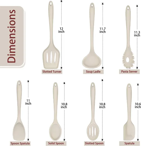 Miniatura 2 de P&P CHEF Juego de 7 utensilios de cocina de silicona, a prueba de calor, para utensilios de cocina antiadherentes, espátula antiadherente, espátula