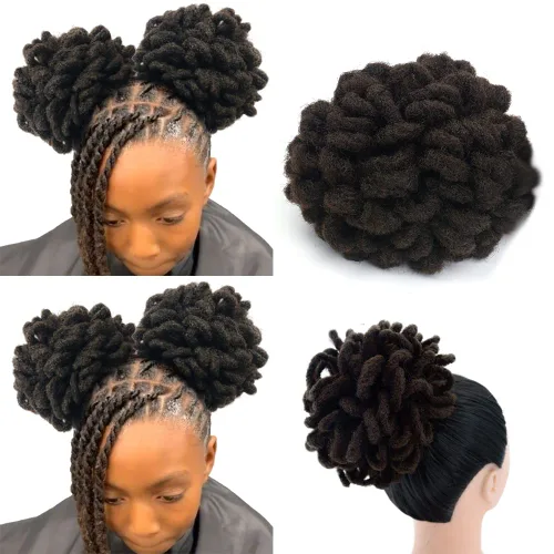 Miniatura 31 de Yinmei Baibian Loc Cola de Caballo con Cordón Moño de Pétalos Moños de Rastas Afro Rojas Cola de Caballo Rizado Hinchado Trenza Colas de Caballo