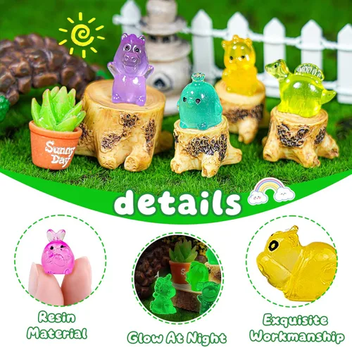 Miniatura 6 de 200 piezas de animales luminosos en miniatura de resina para esconder pequeñas criaturas que brillan en la oscuridad para accesorios de decoración
