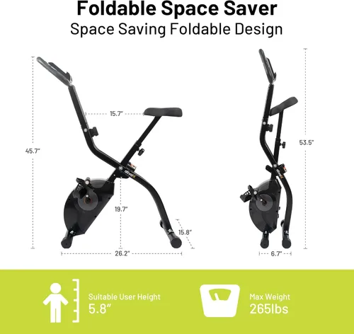 Miniatura 3 de ATIVAFIT 5-in-1 Foldable Exercise Bike for Home, Upright & Recumbent Indoor Bike with 16-Level Magnetic Resistance, Resistance Bands, Quiet Cardio