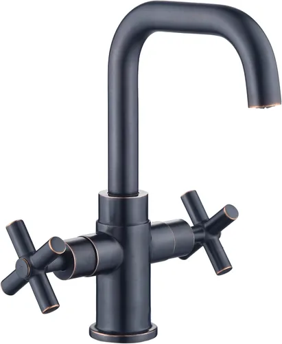 Miniatura 9 de Moderno grifo de lavabo de baño dorado cepillado, 4 pulgadas de un solo agujero o centro de 3 agujeros, mango cruzado de 2 asas, boquilla giratoria