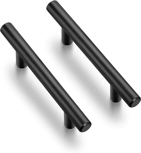 Miniatura 15 de Ravinte Juego de 4 manijas de gabinete de 3-15/16 pulgadas de acero inoxidable en color negro mate para cajones de cocina, tiradores de gabinete