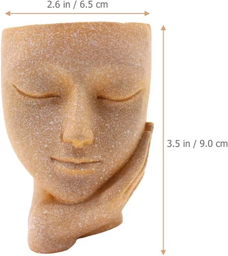Miniatura 7 de FOMIYES Maceta de flores para suculentas, bonita resina de cactus, ojos cerrados, exteriores, interiores, jardín, patio, césped, decoración de baño