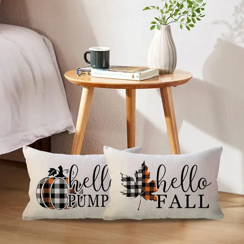 Miniatura 4 de ULOVE LOVE YOURSELF Hello Fall - Juego de 2 fundas de almohada decorativas de 18 x 18 pulgadas para sofá, sofá, sofá, porche