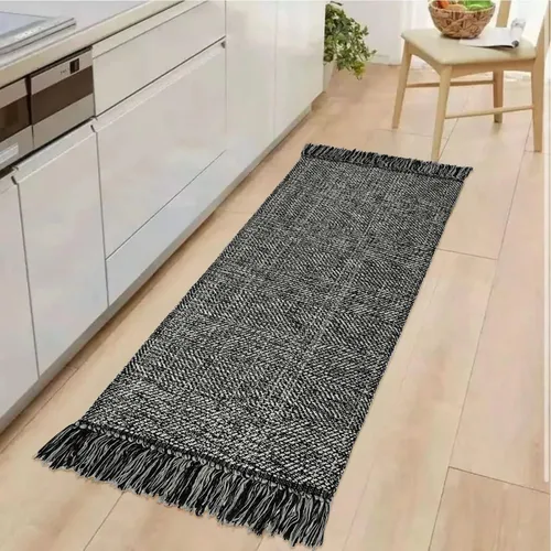 Miniatura 81 de Collive - Tapete de pasillo de cocina, 2 x 4.3 pies, tejido a mano, reversible, lavable, de algodón, color blanco/beige, para baño, pasillo
