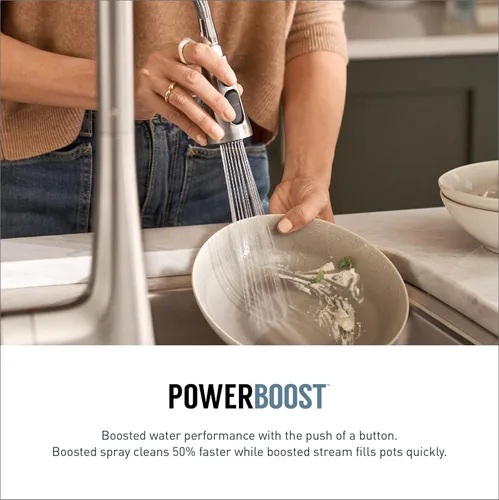 Miniatura 7 de Moen Weymouth S73004EVC - Grifo de cocina con pulverizador extraíble cromado sin contacto con control de voz y potencia