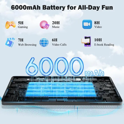 Miniatura 7 de Tablet Android 14, tableta de 10.1 pulgadas, procesador A523 Octa Core, 8GB+128GB+1TB Expandir tabletas de computadora, batería de 6000mAh, pantalla