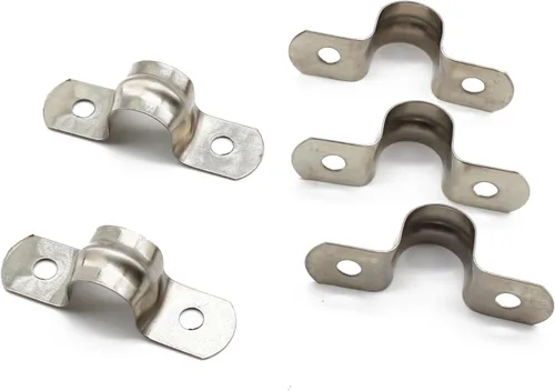 50 PCS M12 0.47 pulgadas dos agujeros U tubo abrazadera de correa, abrazadera de tubo de acero inoxidable U abrazadera de tubo | 50-pc M12 U tube