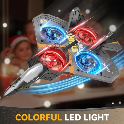 Miniatura 3 de 4DRC V17 Aviones de control remoto de espuma Rc para niños y adultos de 4 a 7 y de 8 a 16 años, aviones de combate a control remoto con luz, avión