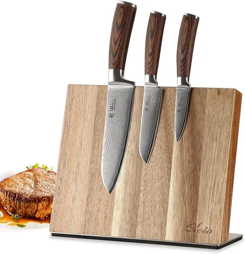 Miniatura 17 de Wakoli Juego de cuchillos de chef de Damasco con bloque magnético – Juego de bloque de cuchillos de cocina profesional de 5 piezas, cuchillas
