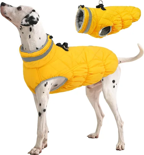 Miniatura 61 de FUAMEY - Chaqueta de invierno para perro, chaleco acolchado con arnés, ropa cálida para mascotas, abrigo con cremallera, impermeable, para perros