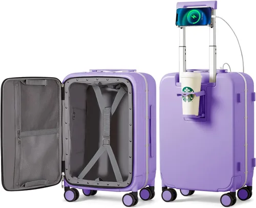 Miniatura 15 de mixi Equipaje PC Hardside Rolling maleta con rueda giratoria, cerradura TSA, soporte para teléfono y vaso, Verde aguacate