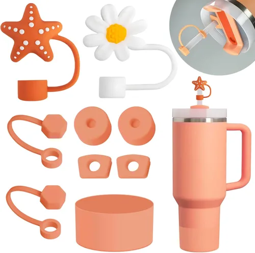 Miniatura 16 de Stanley Set de accesorios para taza: tapa de silicona a prueba de derrames, tapa con pajita, protector de silicona para vaso de 40 oz y 30 oz (NEGRO)