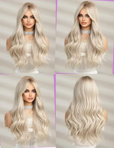 Miniatura 2 de HAIRCUBE Pelucas largas onduladas para mujer, peluca de pelo sintético para uso diario