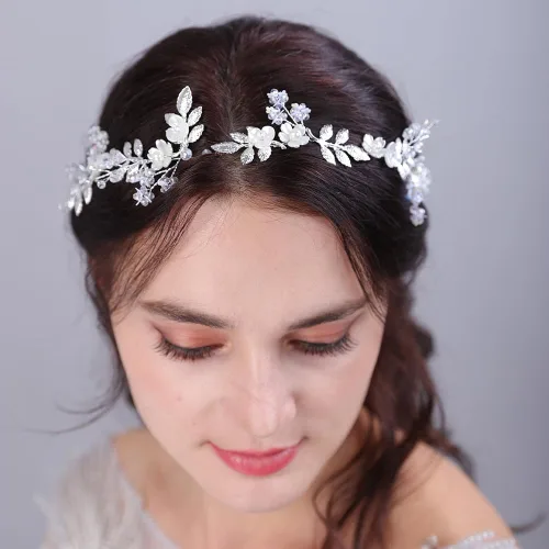 Miniatura 8 de Aimimier Diadema bohemia con hojas de flores y perlas de cristal para mujeres y niñas, 1 recuento (paquete de 1), Metal Cristal