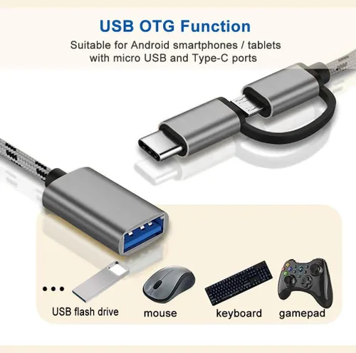 Miniatura 4 de Adaptador USB C/Micro USB a USB 2 en 1, cable adaptador USB a USB C OTG compatible con Samsung Galaxy S21 S22 S23 Note 20/10 A53, Google Pixel y más