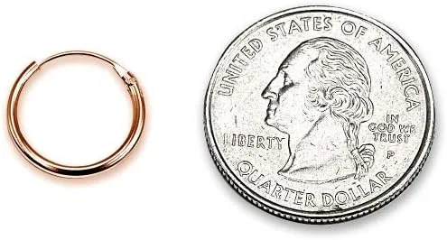 Miniatura 3 de Juego de 2 pares de aretes de aro unisex de plata de ley con destello de oro rosa, Metal