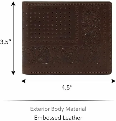 Miniatura 11 de Fossil Derrick - Cartera plegable de piel con bloqueo RFID y ventana de identificación abatible para hombre