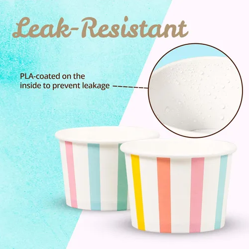Miniatura 5 de MATICAN Tazas de helado de papel – 50 cuencos desechables de postre de 4 onzas para alimentos calientes o fríos, suministros de fiesta de 4 onzas
