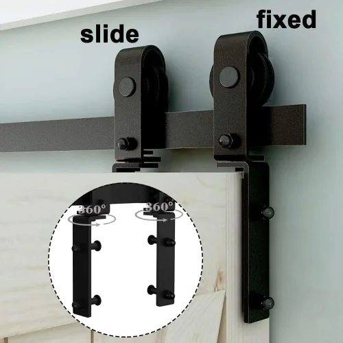 Miniatura 5 de Kit de herrajes para puerta corrediza de granero de 34 pulgadas, resistente, rodillo de montaje en pared, para puertas plegables dobles de 16