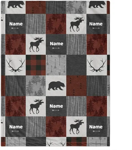 Miniatura 13 de Manta de bebé personalizada con nombre para niños y niñas, manta personalizada con temática de bosque, ropa de cama de franela suave para recién