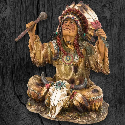 Miniatura 4 de United Cutlery Escultura de resina del jefe nativo americano, hermosa decoración para el hogar, detalles exquisitos, cultura india de llanuras