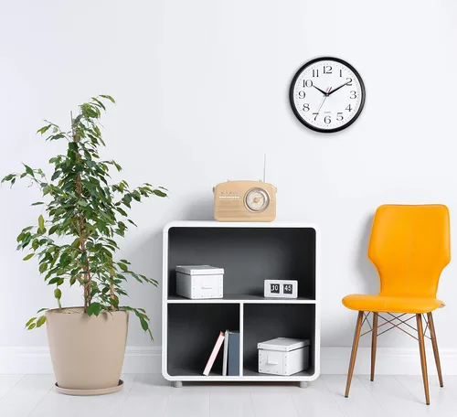 Miniatura 5 de Bernhard Products - Reloj de cuarzo de pared negro, silencioso, sin tictac, redondo, 12 pulgadas, a pilas y fácil de leer, para hogar, oficina