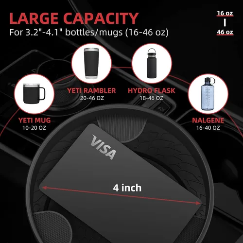 Miniatura 2 de DYLEN Expansor de portavasos de automóvil, adaptador extensor de portavasos para automóvil con inserto expandible, compatible con Yeti de 20/26/30