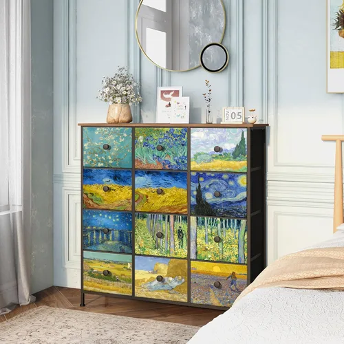 Miniatura 2 de EXOTICA Cómoda para dormitorio con 12 cajones, cómoda alta y cómoda de cajones de tela, torre de almacenamiento para sala de estar, armario, pasillo