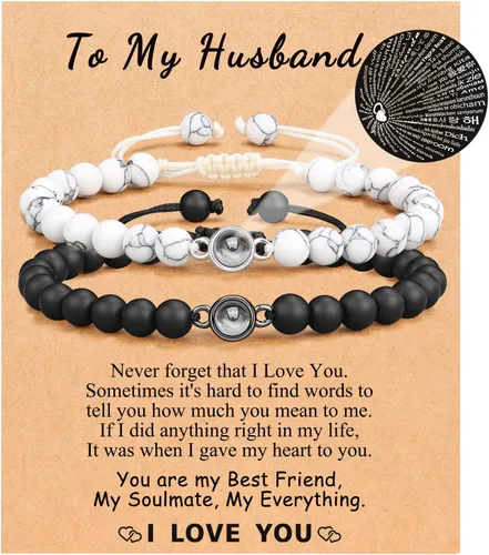 Miniatura 10 de UNGENT THEM Te Amo en 100 Idiomas Pulseras Regalos para Parejas A Mis Hombres, Novio, Novia, Esposo, Mi Amor, Alma Gemela, Prometido - Regalo