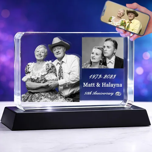 Foto de cristal 3D, regalo personalizado de aniversario y boda, regalo de recuerdo personalizado para parejas, esposa, padres, mamá, marido,