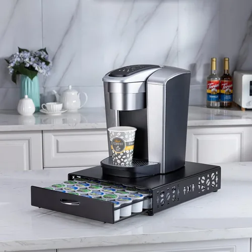 Miniatura 6 de K Cup Pod - Cajón superior de hierro, soporte para cápsulas de café, compatible con almacenamiento de cápsulas, 42 K cup (negro)