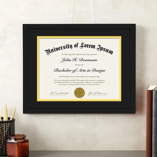 Miniatura 7 de Fxojyvo Marco de diploma negro 11x14, marco para documentos 8,5 x 11 con alfombrilla o 11 x 14 sin alfombrilla, marco para certificado