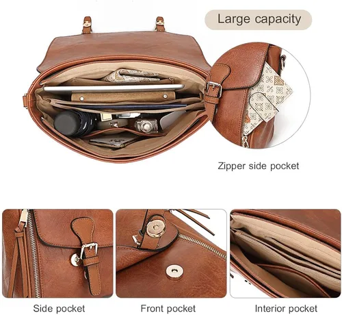 Miniatura 3 de OUKUPA Crossbody Messenger Bag For Women,Leather Briefcase Vintage Shoulder Laptop Handbag Satchel Computer Work Bag