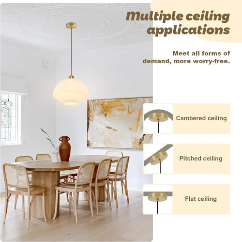 Miniatura 3 de Luces colgantes de globo de cristal, 1 luz, lámpara colgante de isla de cocina, estilo moderno de mediados de siglo, candelabro dorado de granja