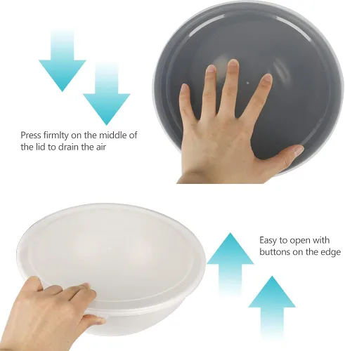 Miniatura 5 de BoxedHome Tazón redondo de plástico sin BPA con tapas, paquete de 12 tazones anidables con tapas, aptos para microondas y lavavajillas, cuencos