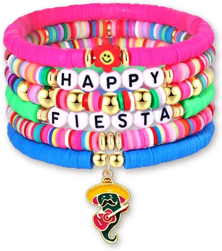 Miniatura 262 de Surfer Heishi - Pulseras apilables para mujer, apilables, de vinilo arcoíris, disco de arcilla, pulseras elásticas para la amistad, joyería bohemia