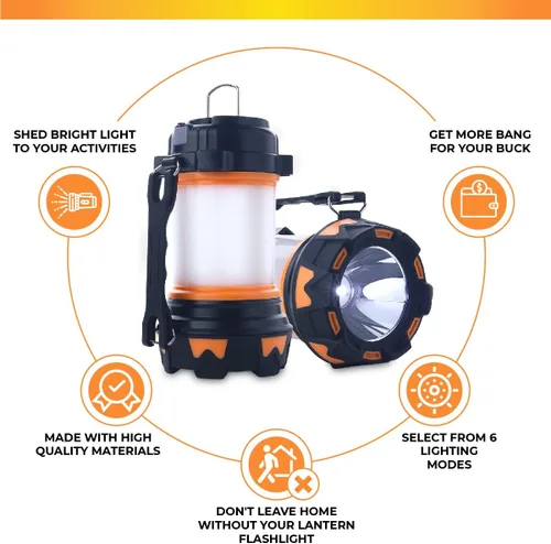 Miniatura 3 de AYL - Linterna LED de camping recargable, linterna superbrillante con luz de 360 grados, banco de energía, resistente al agua IPX4 para emergencias