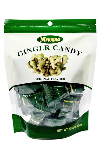 Nirwana Caramelo de jengibre – Envuelto individualmente para frescura – Caramelo natural a granel para viajes y disfrute diario, 125 g/4.02 oz sabor