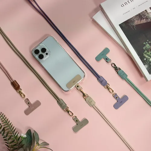 Miniatura 2 de EKAX Cordón para teléfono, 1 correa cruzada personalizable para el cuello, 1 pestaña de piel sintética extraíble, soporte manos libres para Rosa