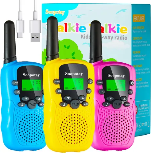 Walkie Talkies recargables para niños, juguetes Walkie Talkie para niñas y niños, regalos de Navidad para nietos, linterna integrada, regalos para