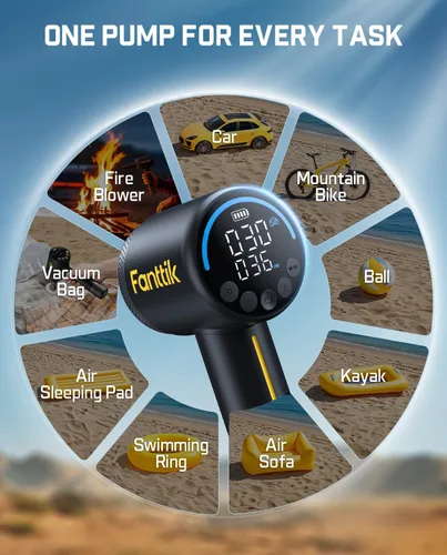 Miniatura 2 de Fanttik X9 Clásico Inflador/Soplador 2-EN-1, Inflador de Neumáticos Compresor de Aire Portátil con Luz y Banco de Energía, Bomba de Aire Inalámbrica