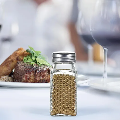 Miniatura 7 de Juego de 2 saleros y pimenteros de cristal, mezcladores de especias vintage para mesa de comedor, cocina, restaurante (patrón de cuadrícula)
