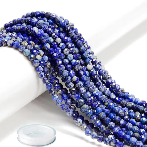 Miniatura 10 de AD Beads Cuentas naturales de piedras preciosas con corte de diamante micro facetado de 4 mm pequeñas y redondas para hacer collares y pulseras DIY