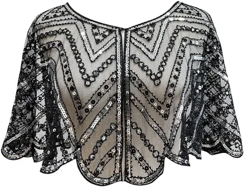 Miniatura 6 de Specell 1920s Handmade Sequin Beaded Evening Shawl Bridal Wrap Shawls and Wraps for Evening Dresses Wedding Shawl 10