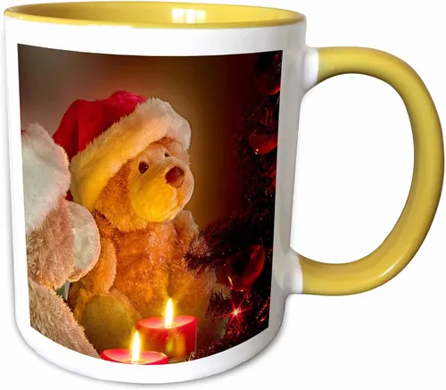 Miniatura 11 de 3dRose Doreen Erhardt Teddy Bears – Osos de Navidad con día festivo Árbol de y velas – Tazas, Negro/Blanco