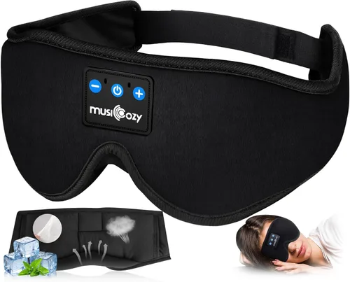 MUSICOZY - Auriculares para dormir, Bluetooth 5.4, máscara para dormir, diadema, auriculares inalámbricos con máscara para los ojos, auriculares con