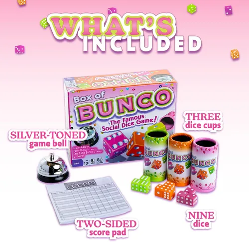 Miniatura 6 de Caja de Juego de Bunco de Continuum Games, Caja de Fiesta para Noche de Damas con Las Chicas, Juegos para Adultos para 2-12 Jugadores con 3 Juego