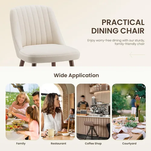 Miniatura 7 de MALOL Juego de 2 sillas de comedor tapizadas, sillas de cocina de tela moderna con respaldo, patas de madera para cocina, comedor, restaurante, beige