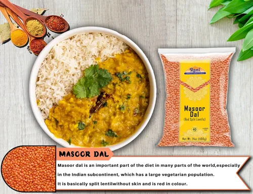Miniatura 4 de Rani Masoor Dal (Lentejas rojas indias) Legumbres partidas 14 oz (400 g) ~ Completamente natural Sin gluten Sin OMG Kosher Vegano Origen
